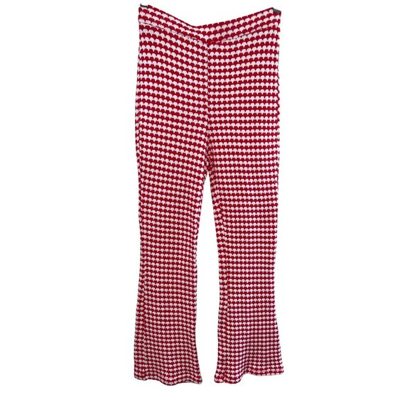 Zara Red & White Knit Flared Sweater Holiday Pants Size M - Picture 2 of 9